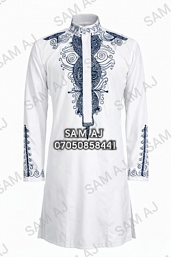 White senator with tinko embroidery